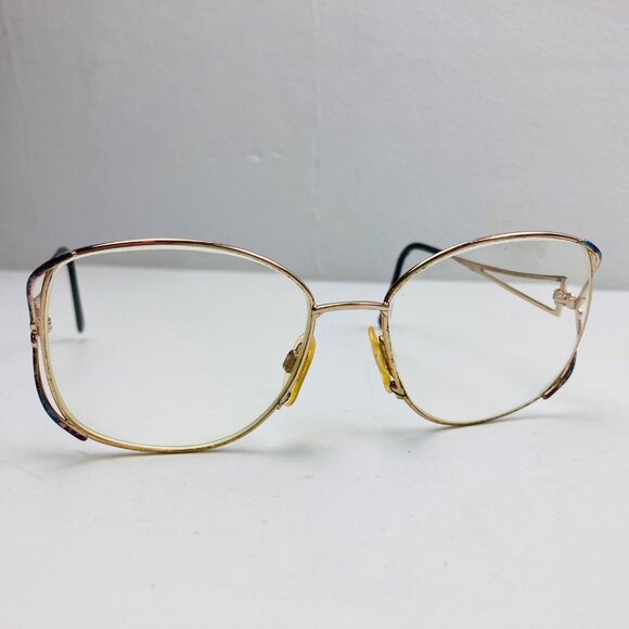 Vintage Marcolin Eyeglass Frames Only 56-16-130 Italy Gold / Purple Blue 80s - Picture 1 of 10